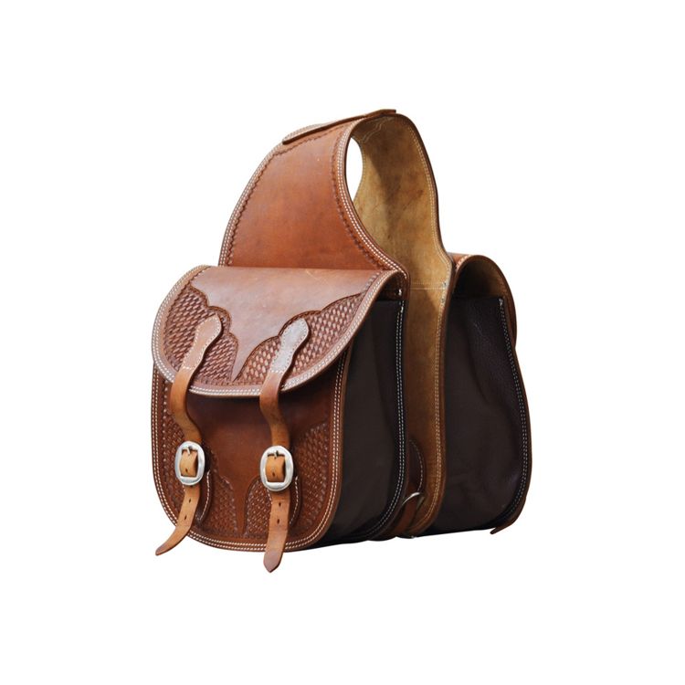 POOL'S LEATHER SADDLE BAG BASKET