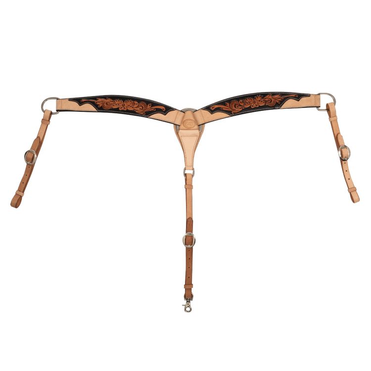 WESTERN BREASTCOLLAR DARK FLORAL TOOLING