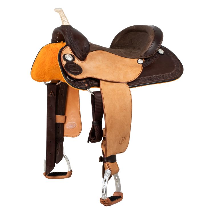 Sella Westwood basic barrel MJ brown/reverse natural border basket tooling