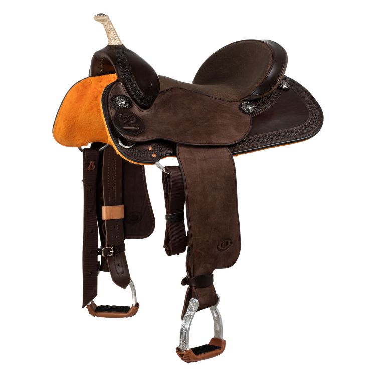 Sella Westwood basic barrel MJ, brown/reverse brown, border basket tooling