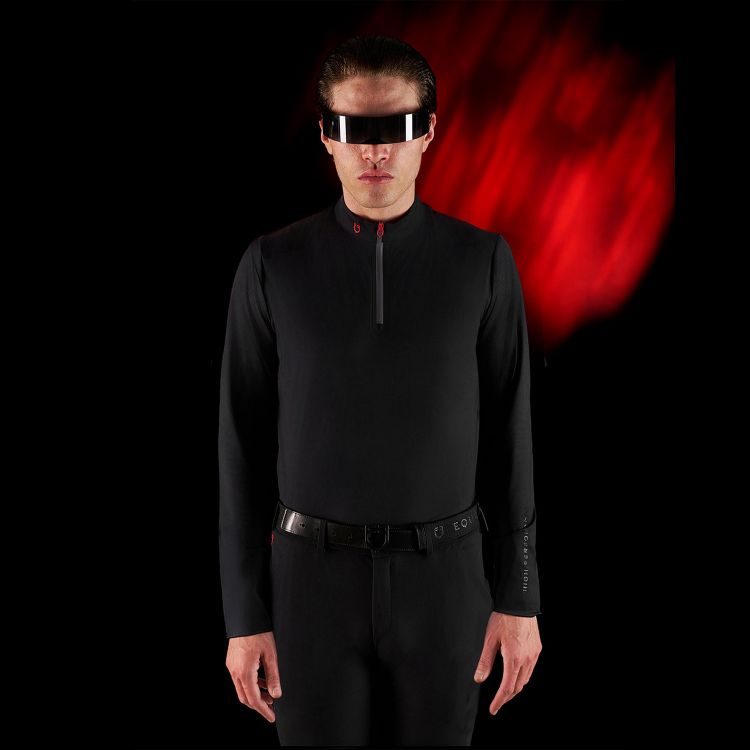 Equestro Ridertechnology men's training polo shirt long sleeves and zip
