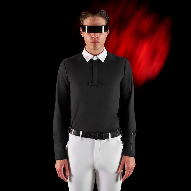 Equestro Ridertechnology men's competition polo shirt long sleeves and buttons