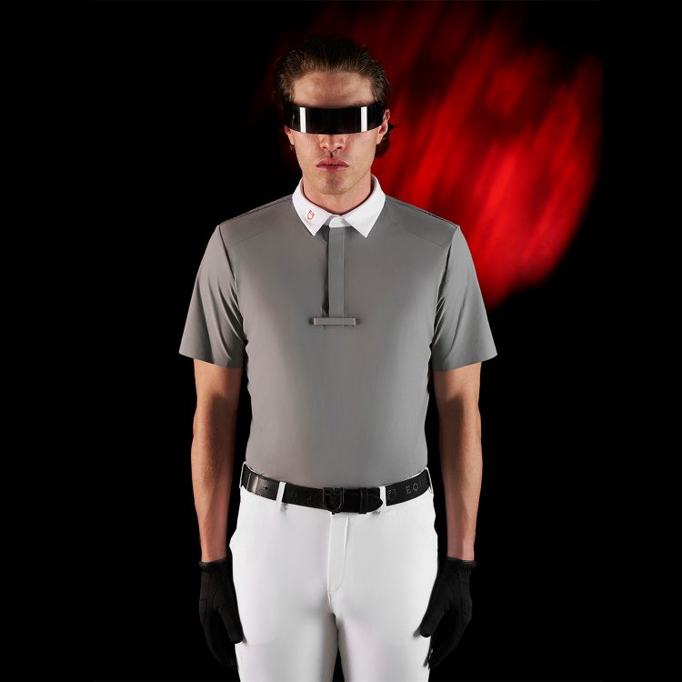 Equestro Ridertechnology men's competition polo shirt short sleeves and buttons