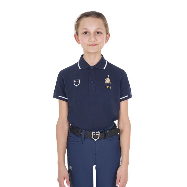 Kids' unisex polo shirt in technical fabric Equestro X FISE