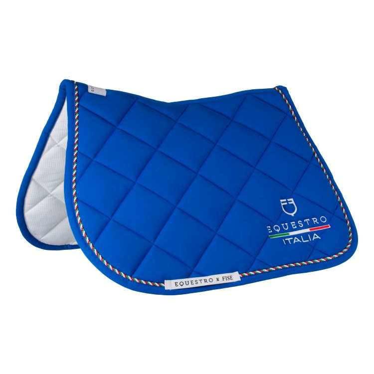 Jumping saddle pad with Italian flag piping Equestro X FISE