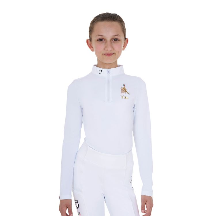Girls' long-sleeved competition polo shirt Equestro X FISE