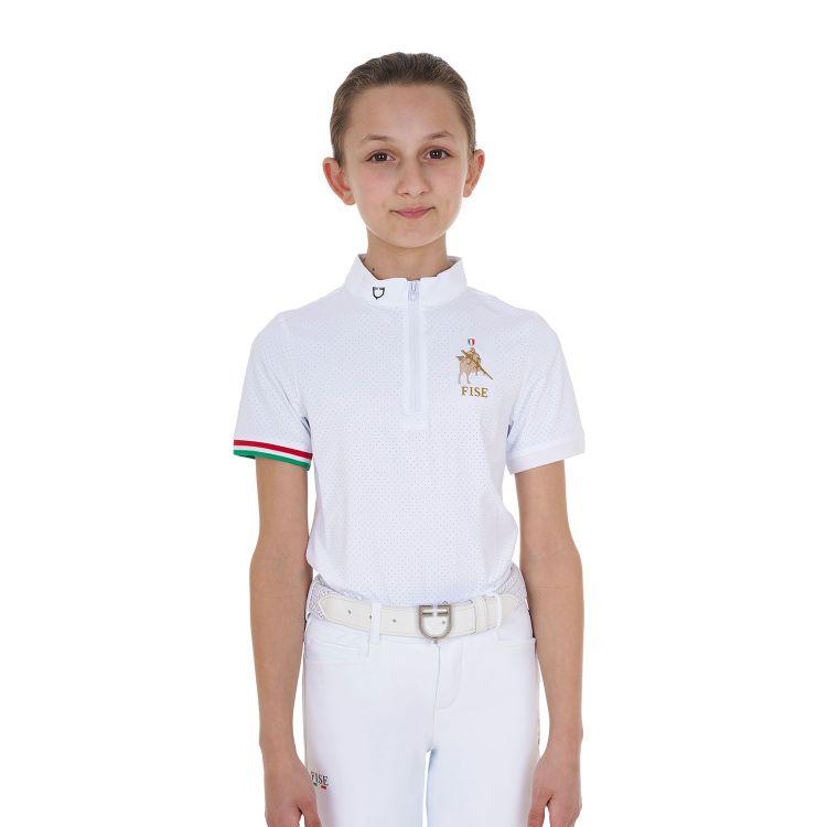Girls' zipped competition polo shirt Equestro X FISE