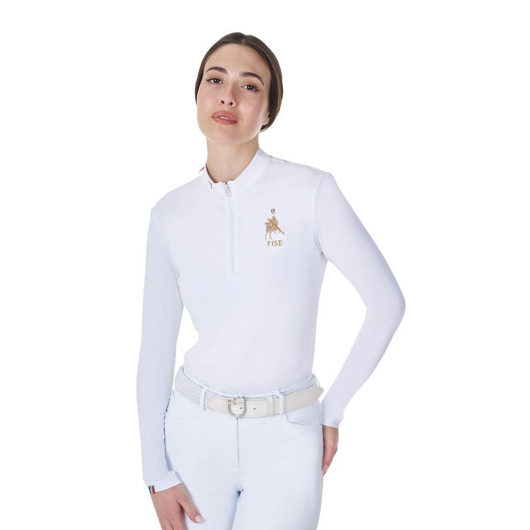 Women's long-sleeved competition polo shirt Equestro X FISE