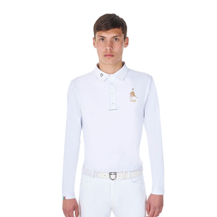 Men's long-sleeved competition polo shirt Equestro X FISE