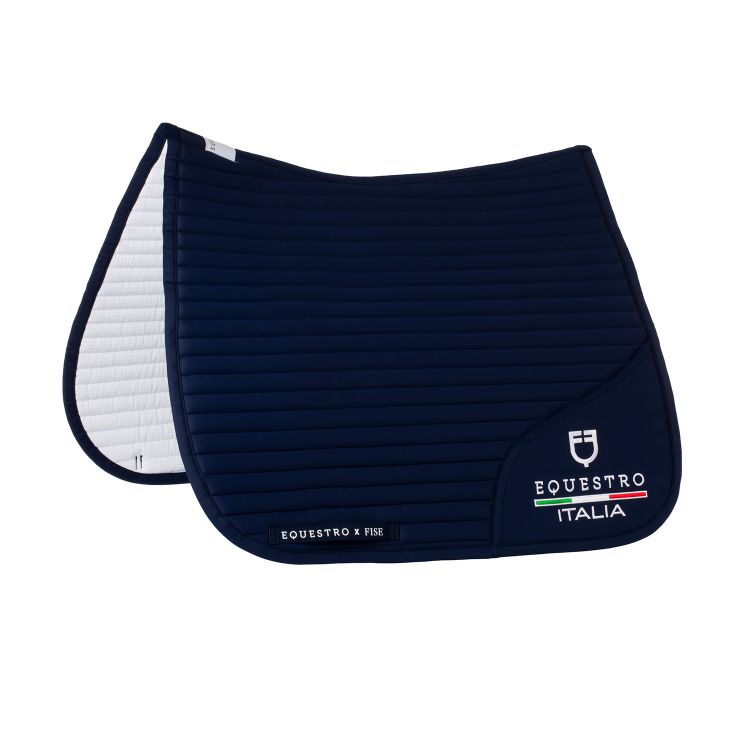 Dressage saddle pad with embroidered logo Equestro X FISE