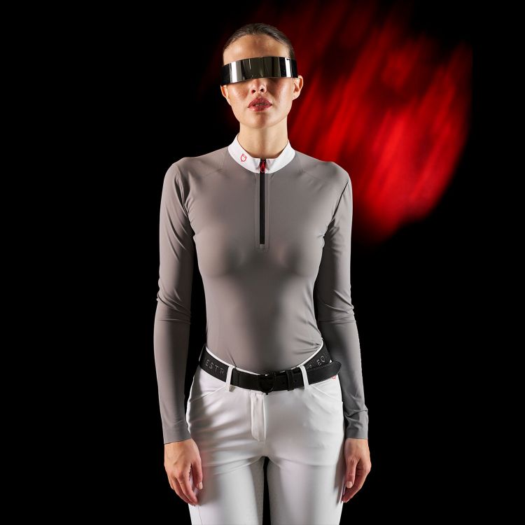 Equestro Ridertechnology women's competition polo shirt long sleeves and zip
