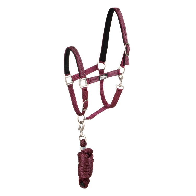 SYNTHETIC HALTER WITH LEAD  SOLID COLOR WITH REFLECTIVE STRIPES