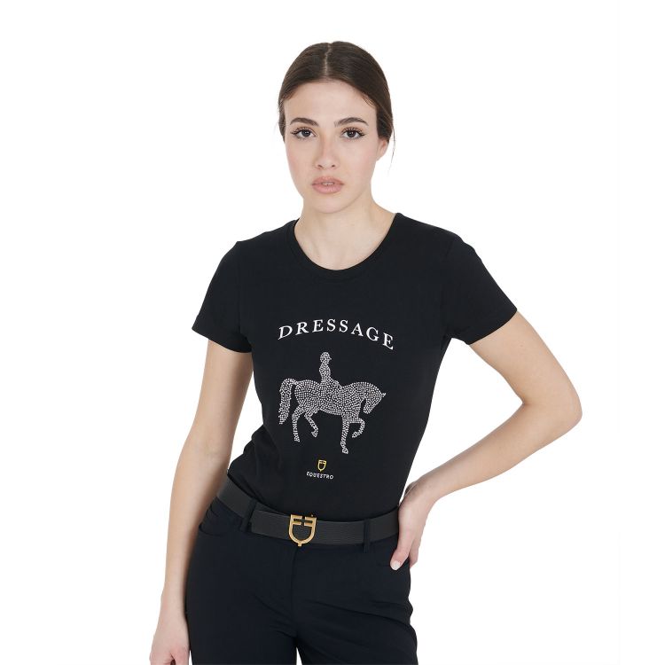 Women's slim fit t-shirt dressage with rhinestone