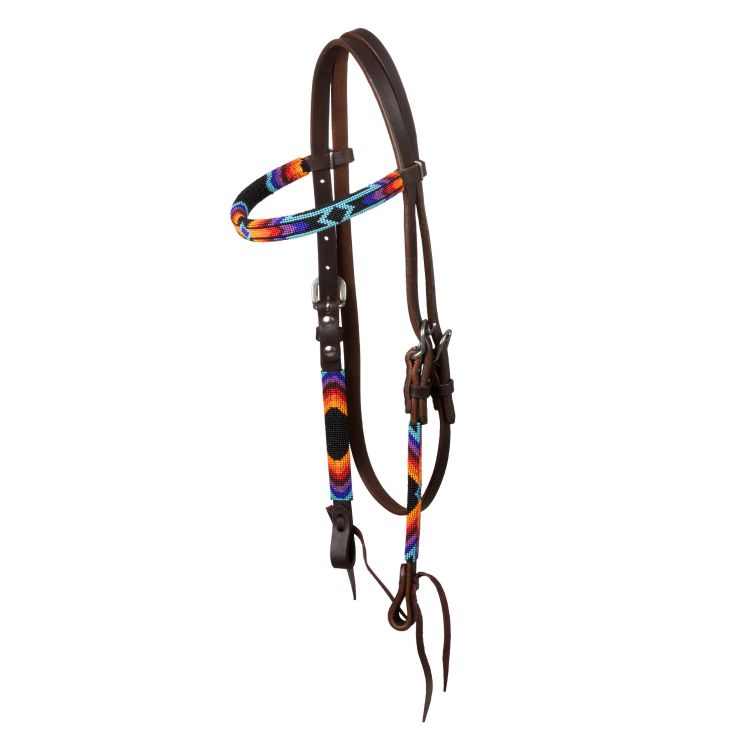 SERAPE BEADED OILED WESTERN BRIDLE