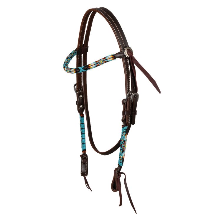 NAVAJO SKY BEADED OILED WESTERN BRIDLE
