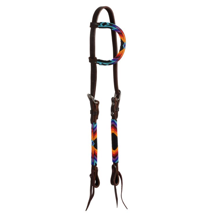 SERAPE BEADED OILED WESTERN ONE EAR BRIDLE