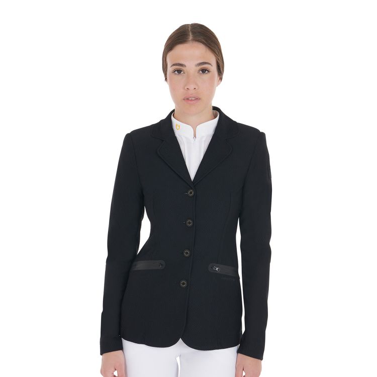 Women's competition jacket four buttons perforated fabric