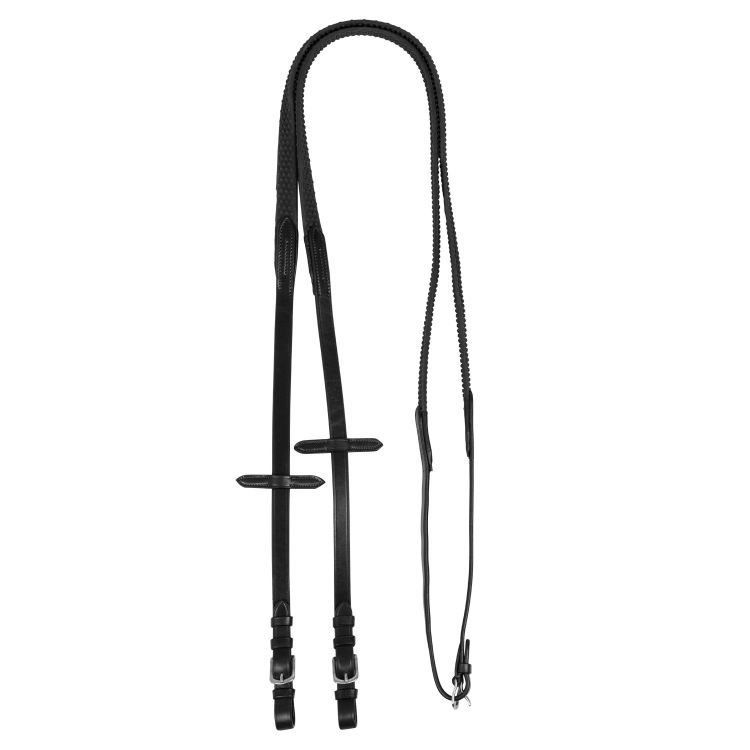 Reins leather & rubber grip