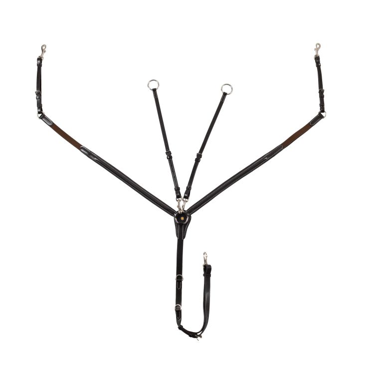 LEATHER BREASTPLATE WITH ELASTIC INSERTS & REMOVABLE MARTINGALE