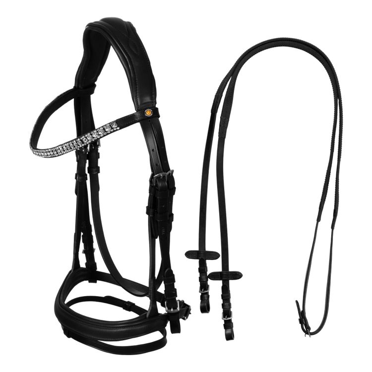 Anatomical black leather headboard with rhinestones