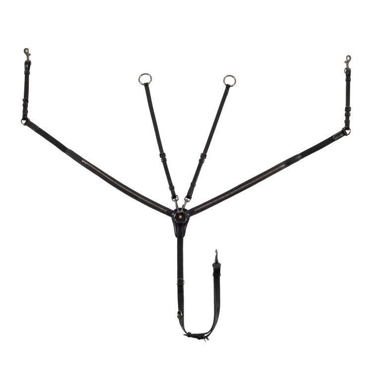 Tanned leather fork breastplate with black clincher