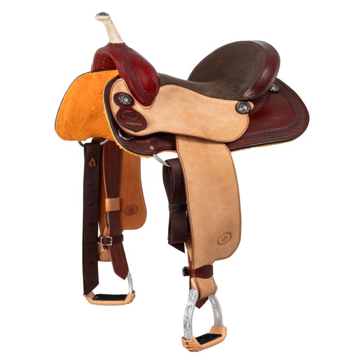 Westwood basic barrel MJ burgundy/reverse natural border basket tooling saddle