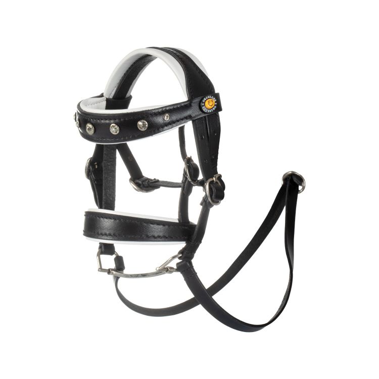 Leather bridle with rhinestones for toy horse