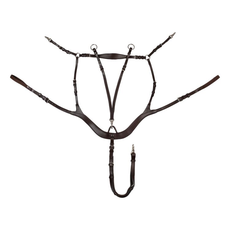Anatomical leather hunting breastplate with removable martingale