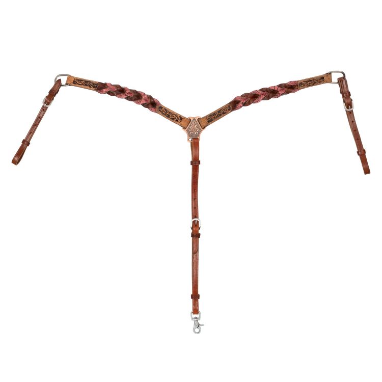 Breastcollar with braided leather decorations