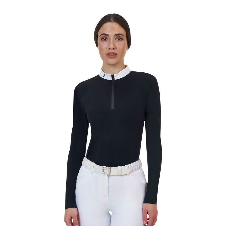 Equestro Ridertechnology women's competition polo shirt long sleeves and zip