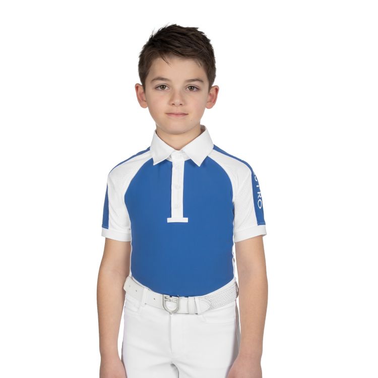 Boys' slim fit competition polo shirt four-buttons